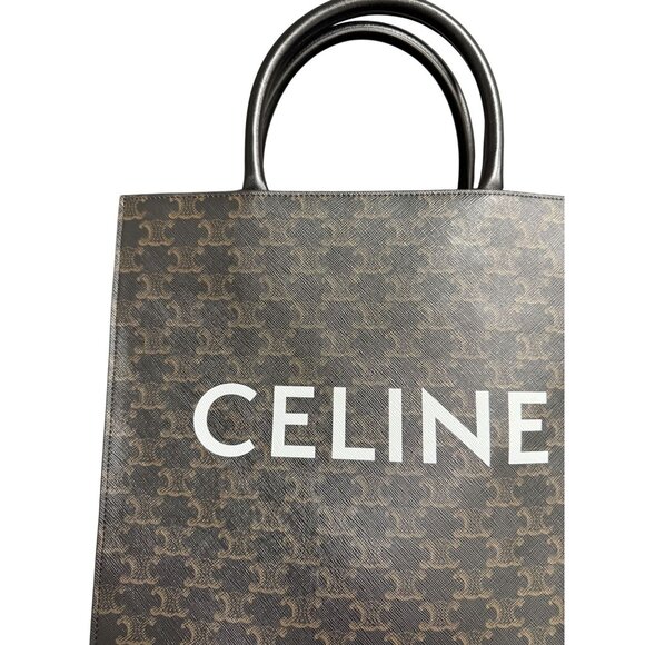 Celine Vertical Cabas Bag In Triomphe Canvas & Leather - Picture 9 of 16